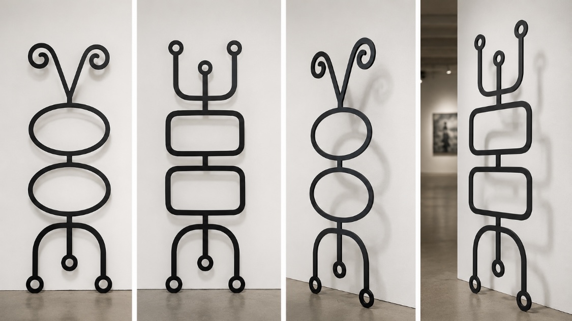 Proposal: four-panel study of black wall figures