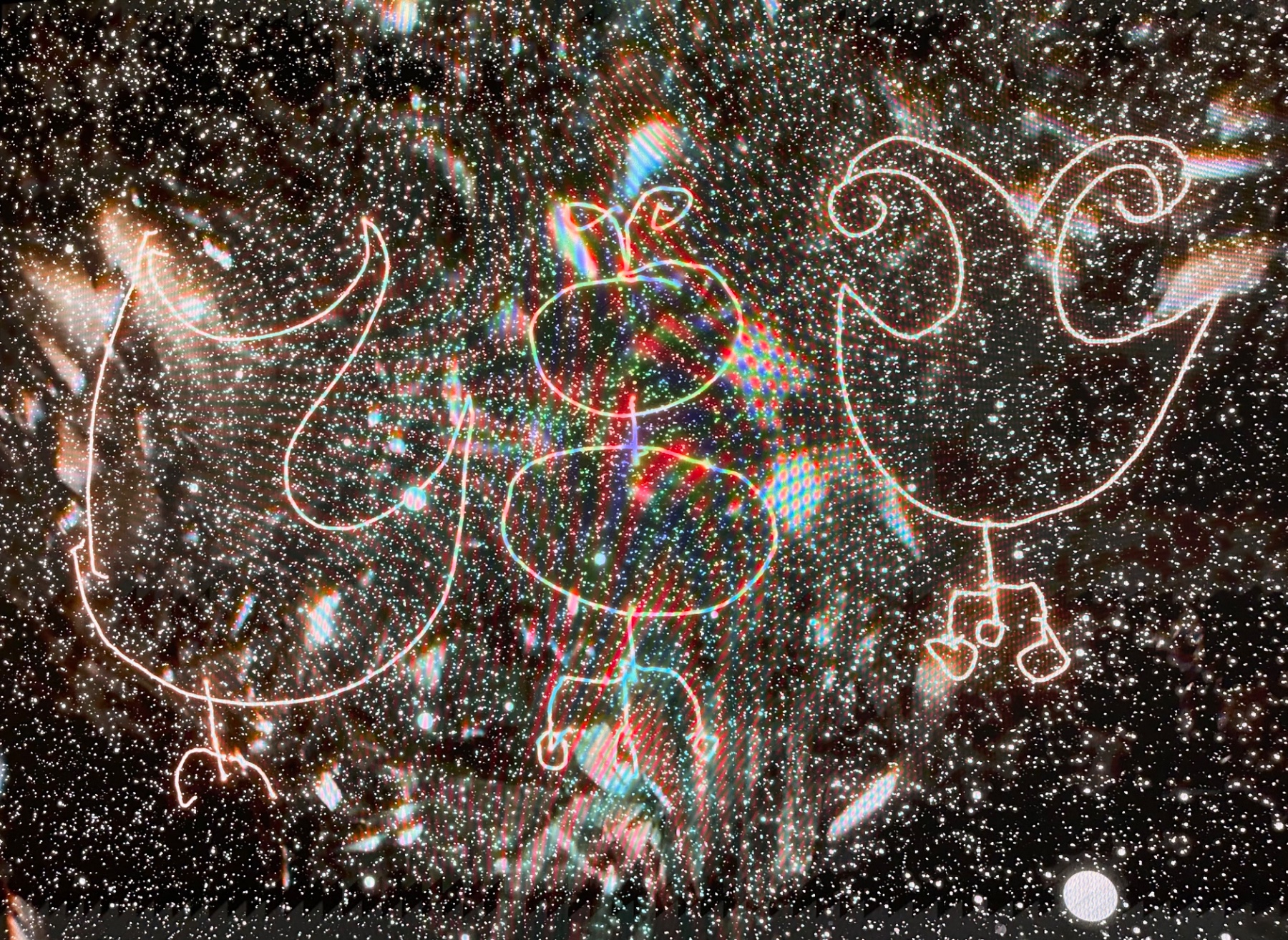 Intergalactic: luminous line figures across a star field